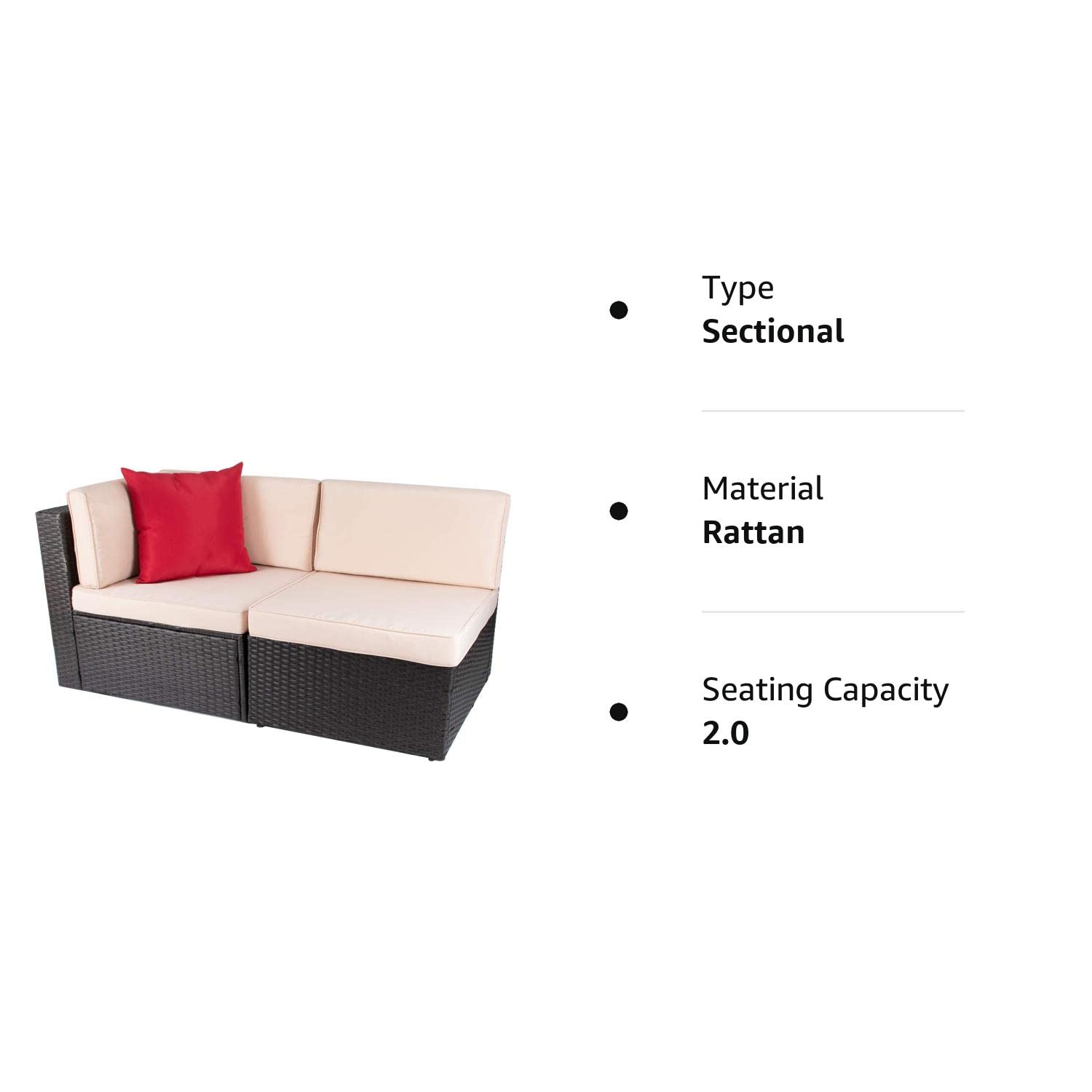 2 Pieces Patio Furniture Sofa Sets Outdoor All-Weather Sectional Corner Sofa
