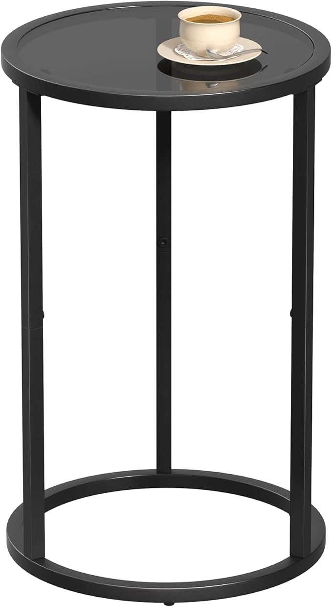 Round Side Table Small Gold End Table for Small Spaces 11.8" x 19.7"