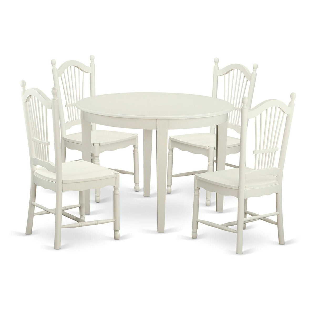5-Piece White Dining Set, Round Table & 4 Chairs | Elegant Kitchen Set