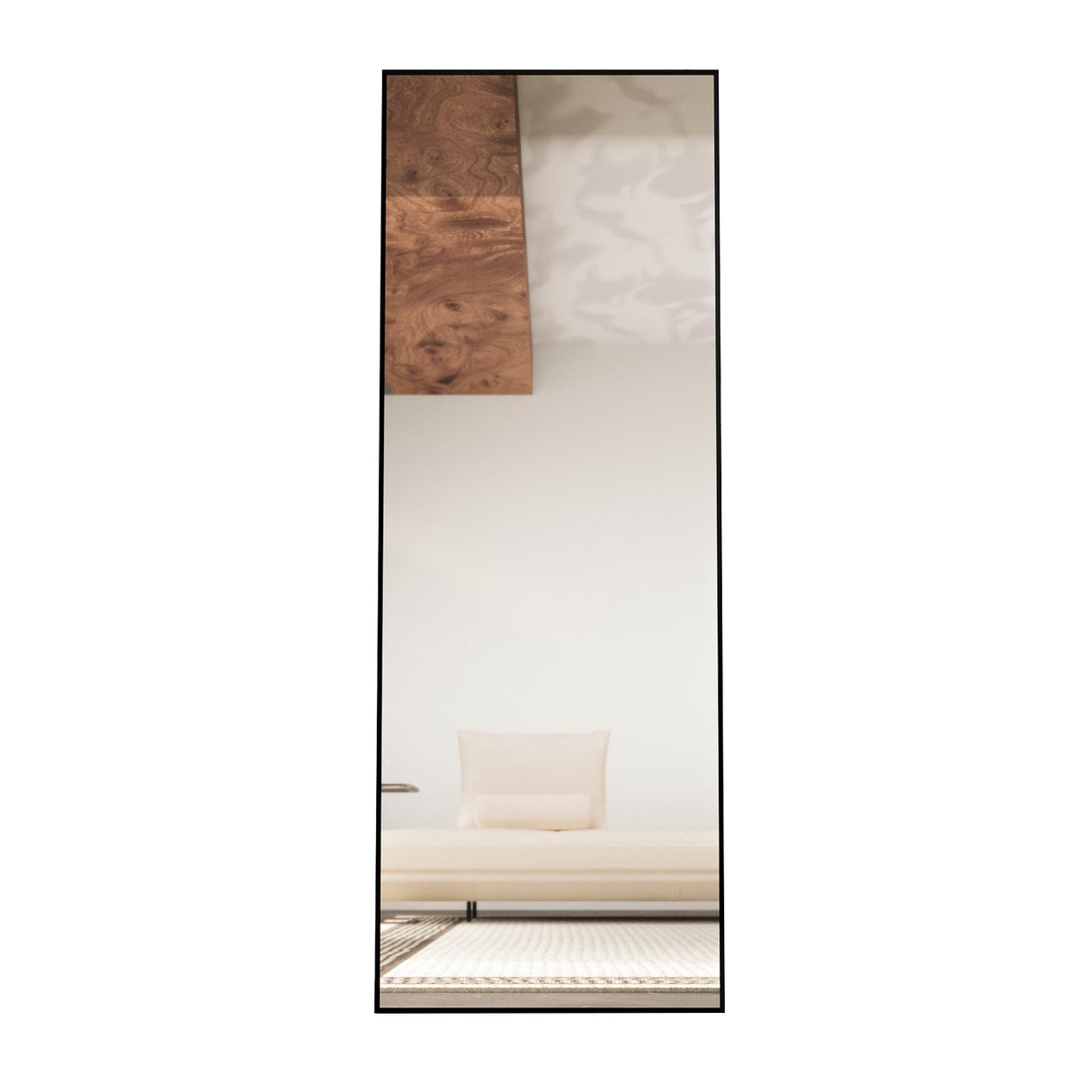 Mirror with Stand, Black Wall Mounting Full Body Mirror