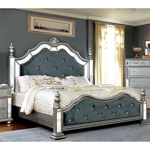 Viktoria Traditional Wood Cal King Poster Bed in Silver