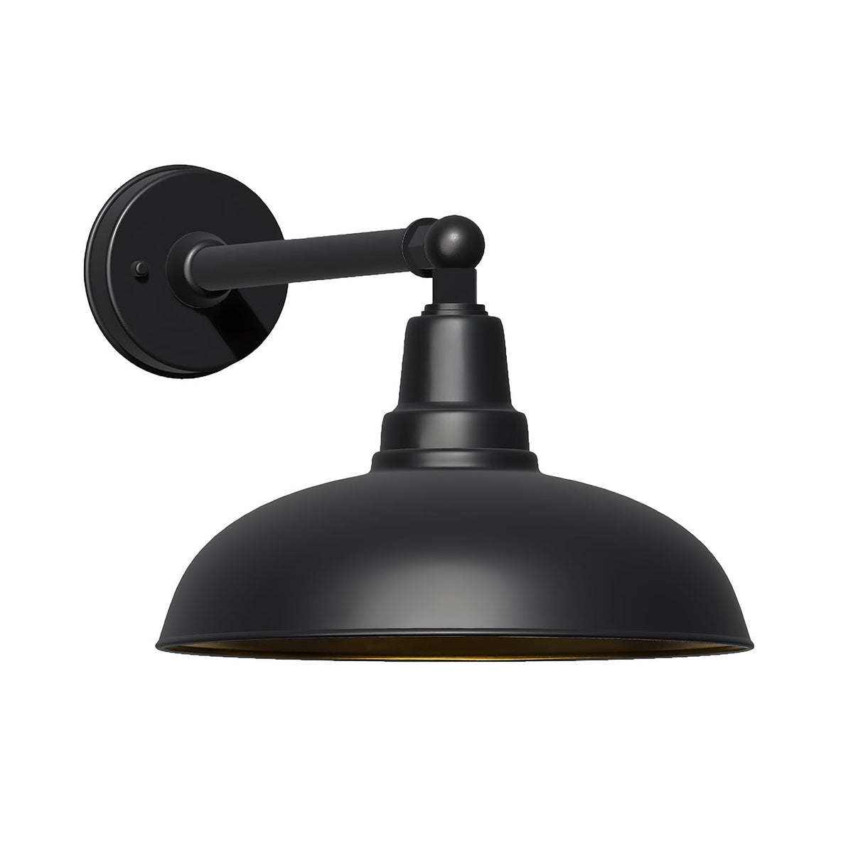 14" Outdoor Gooseneck Barn Light - Black Wall Mount Light, Waterproof and Rustproof