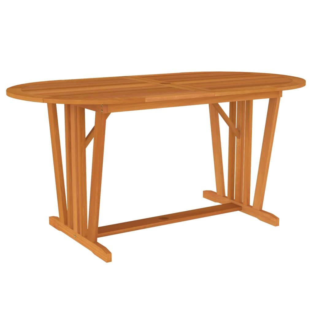 Farmhouse Outdoor Dining Table with Umbrella Hole - Solid Eucalyptus Wood