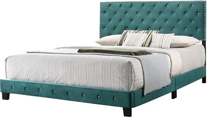 Suffolk Velvet Upholstered King Bed in Green