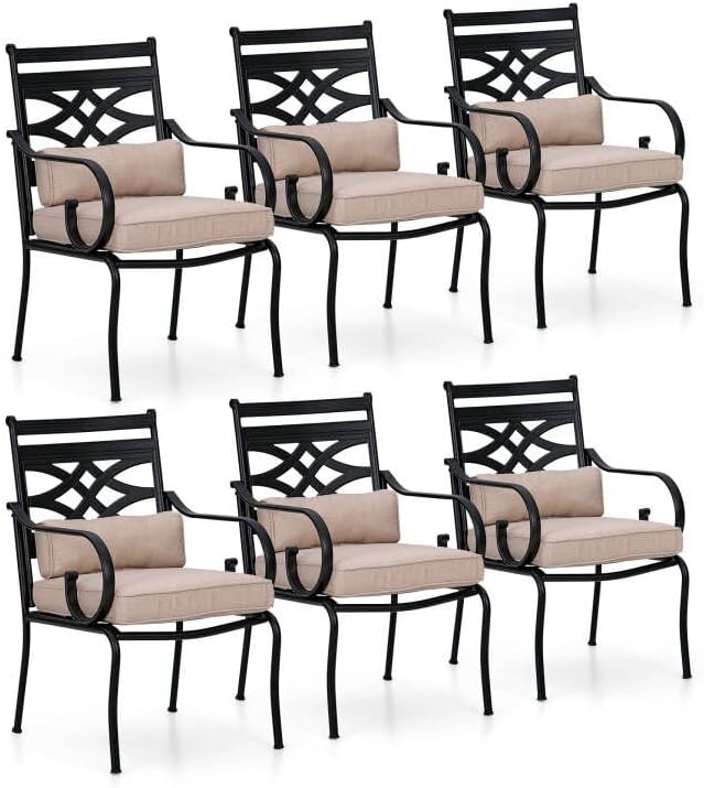 Patio Dining Chairs Set of 6, Outdoor Metal Armchairs, Outdoor Dining Chairs