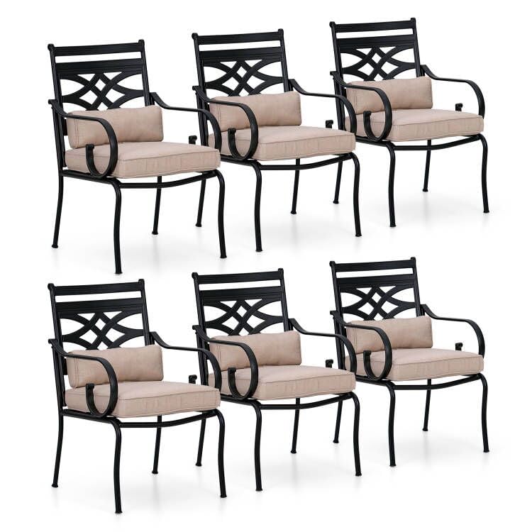 Patio Dining Chairs Set of 6, Outdoor Metal Armchairs, Outdoor Dining Chairs