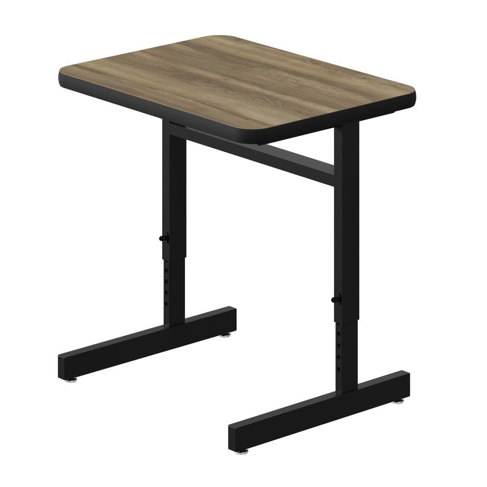 20"x27" Computer Desk, Height Adjustable (21"-29") Durable Colonial Hickory High Pressure Laminate Top, Classroom Workstation, Steel Frame, Tamper Resistant, Made in The USA