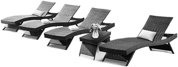 79'' Long Reclining Chaise Lounge Set (Set of 2),Outdoor Wicker Chair