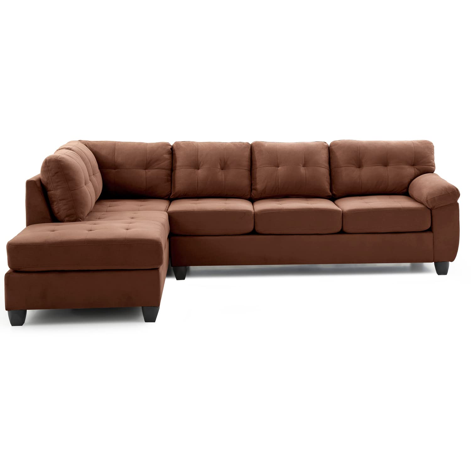 Handmade Home L-Shaped Microsuede Fabric Button Tufted Contemporary Living Room