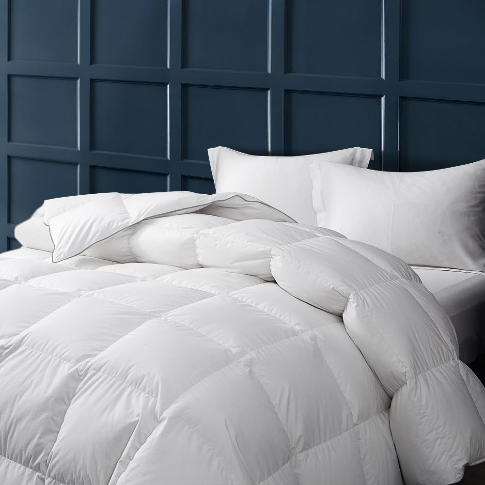 Goose Feather Down Comforter 650 PF, Down Comforter King Size 100% Cotton Shell