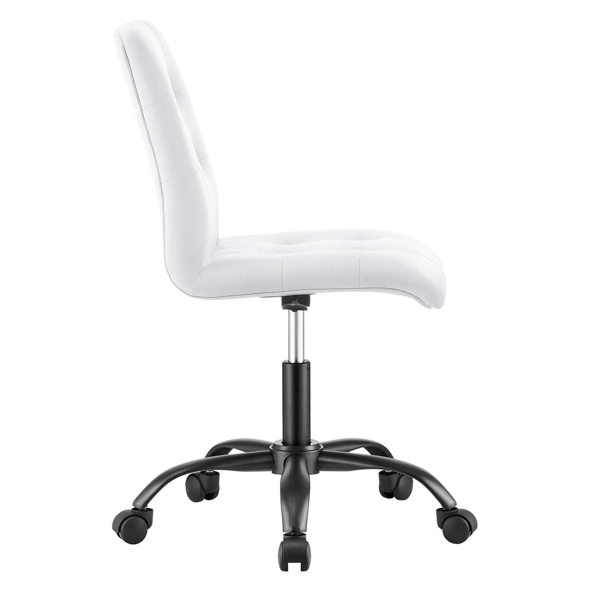 Prim Armless Vegan Leather Office Chair in Black White