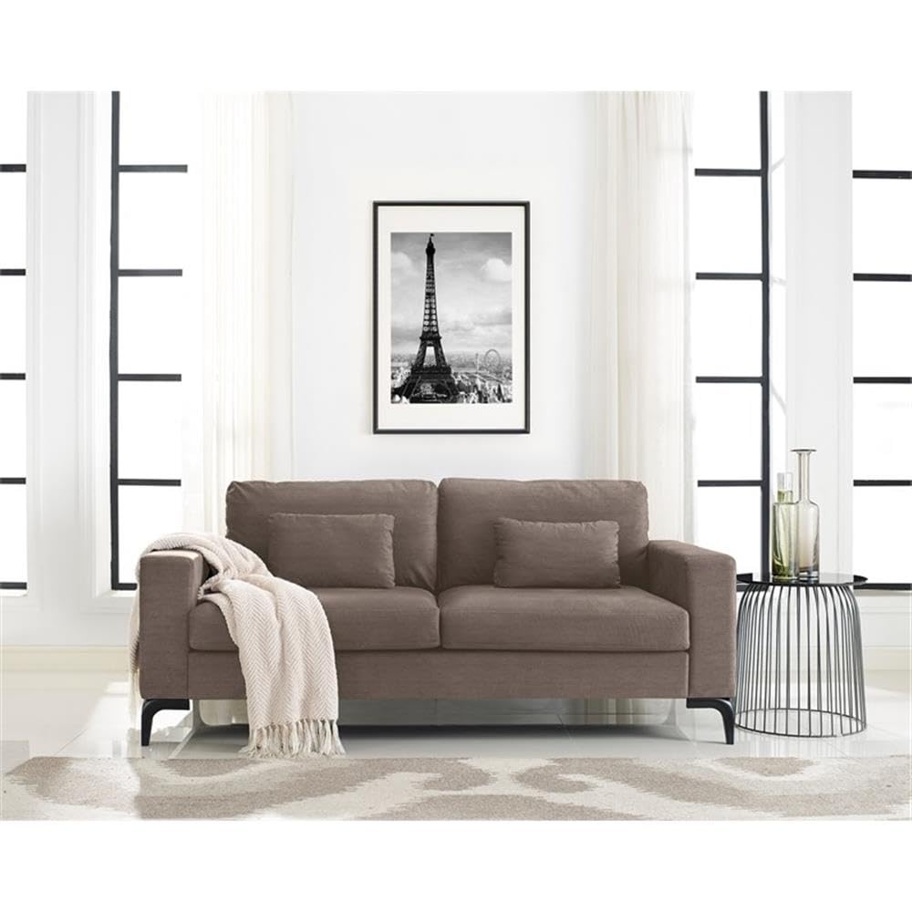 Austin Upholstered Sofa, Contemporary Square Arms Living Room Couch for Small Space