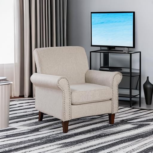 Upholstered Living Room Chair - Large Comfy Fabric Accent Chair Single Sofa