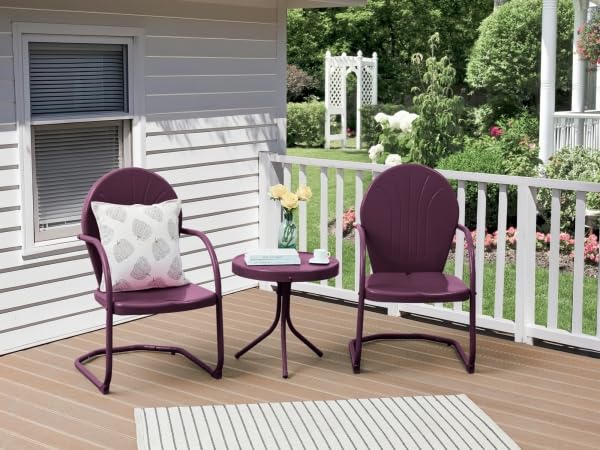 Retro Metal Patio Bistro Set - 3-Piece Outdoor Conversation Set with Spring Motion Chairs
