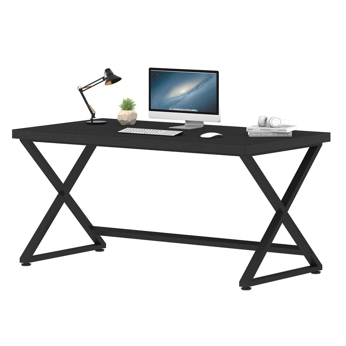 Black Computer Desk, Simple Work Desk for Home Office