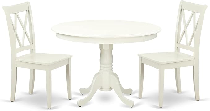 HLCL5-BMK-W 5 Piece Dining Set Includes a Round Dining Room Table with Pedestal