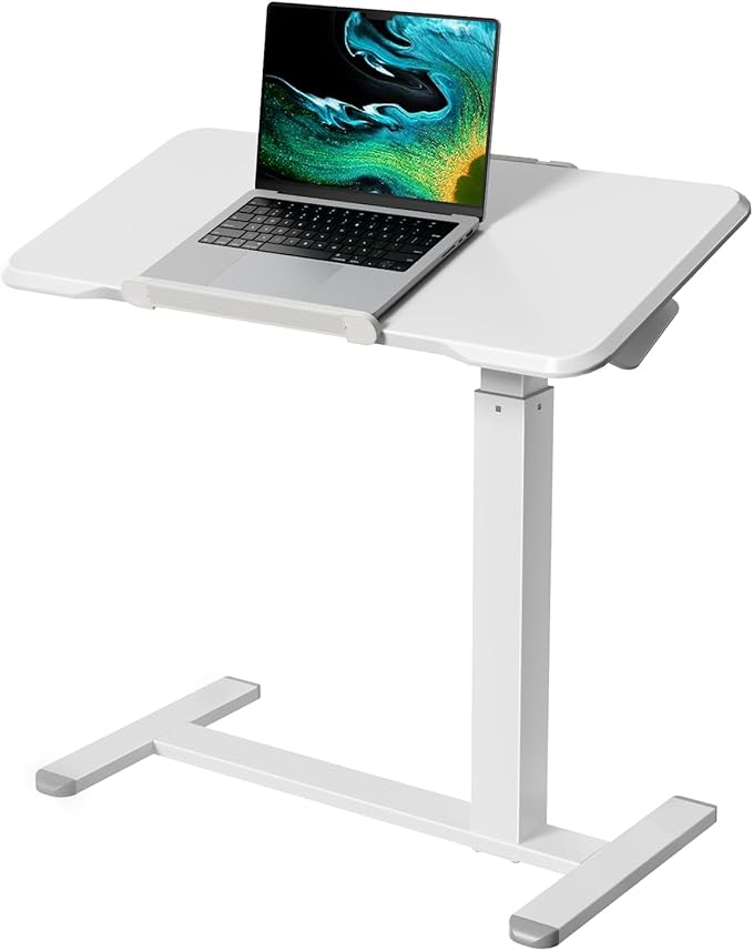 Rolling Laptop Desk, 180° Tiltable Mobile Standing Desk Height Adjustable