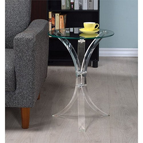Round Contemporary Glass Accent End Table in Clear