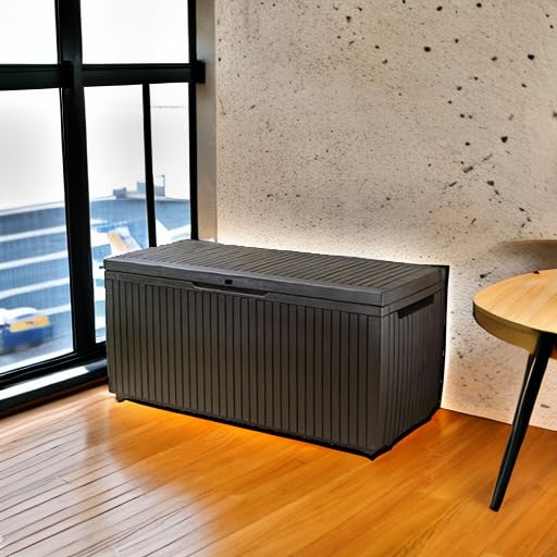 Springwood 80 Gallon Resin Outdoor Storage Box for Patio Furniture Cushions and Garden