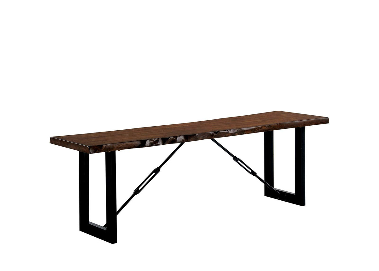 Metal Frame Bench with Wooden Seat
