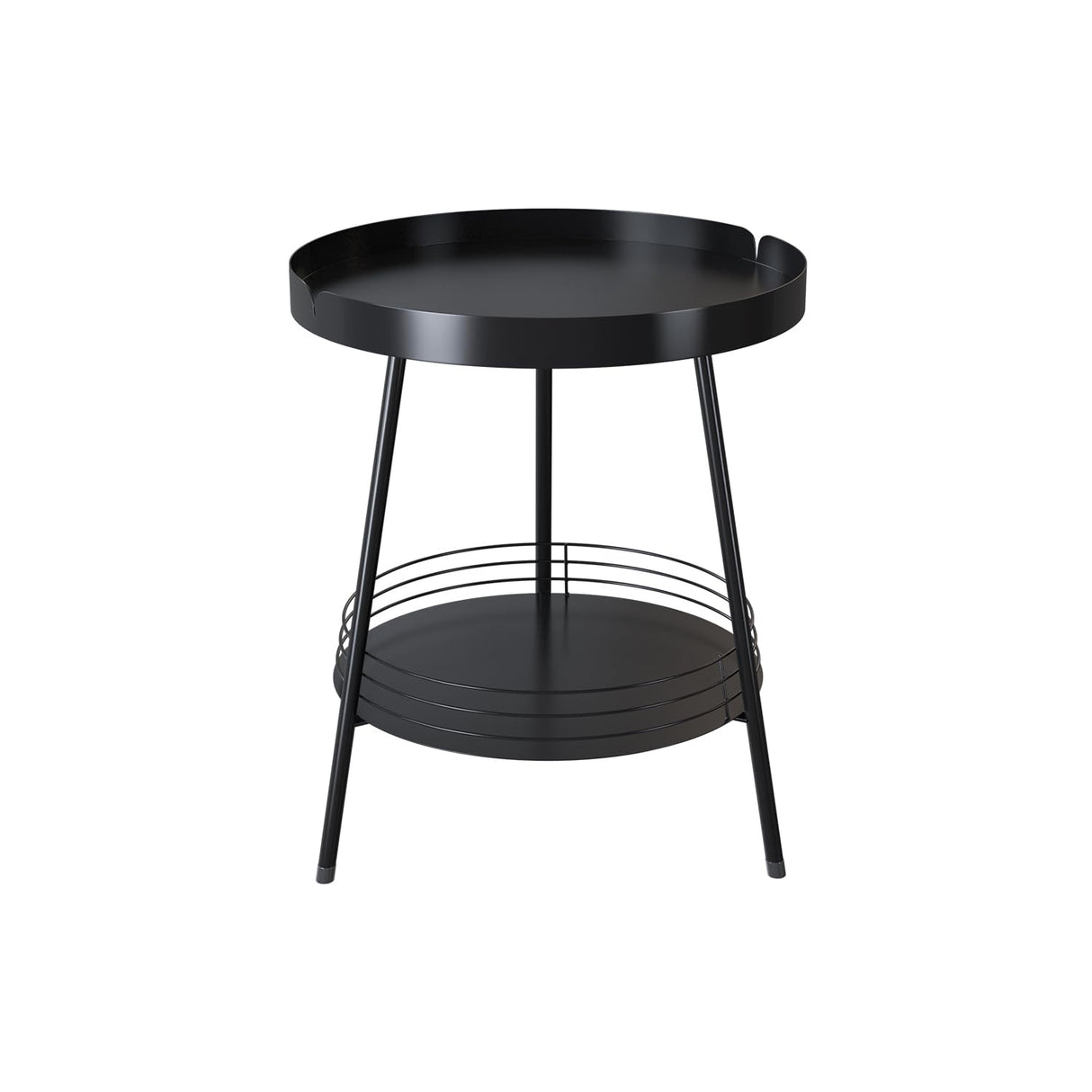 2 Tier Round Side Table, Modern Small Table for Small Spaces Living Room Indoor Outdoor (Black) - Bircata