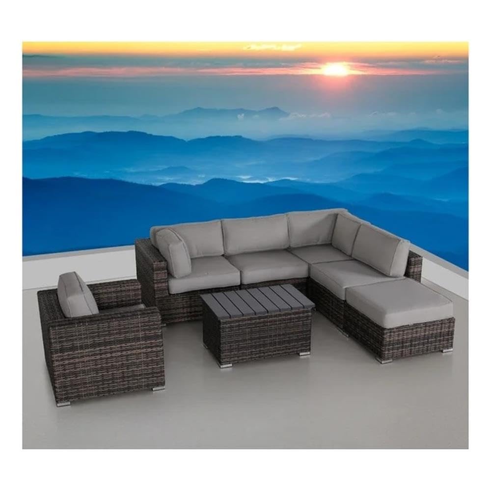 7-Piece Wicker/Rattan Sectional Set in Espresso