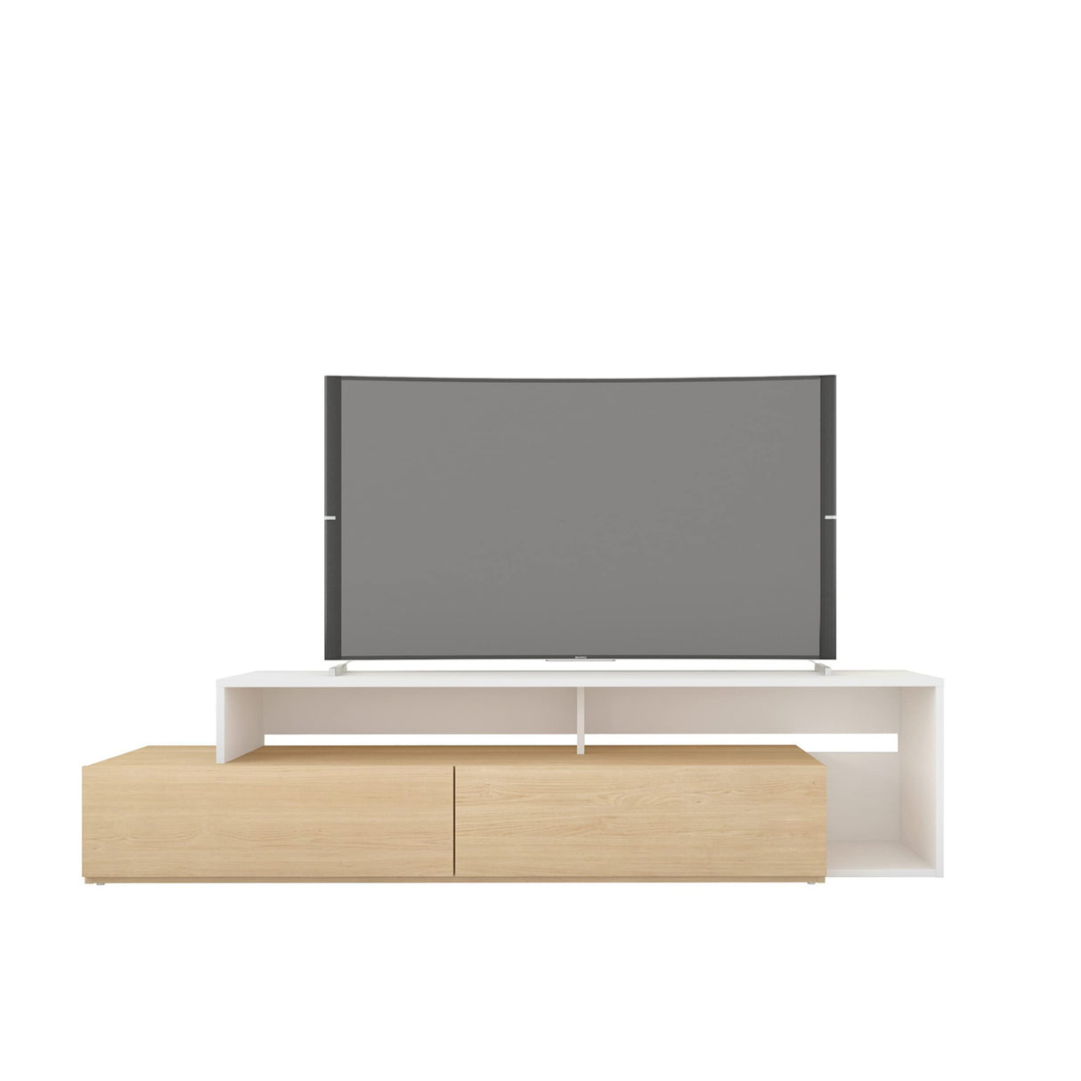 Tonik, Natural Maple & White 72-inch TV Stand, Maple Laminate and White Melamine