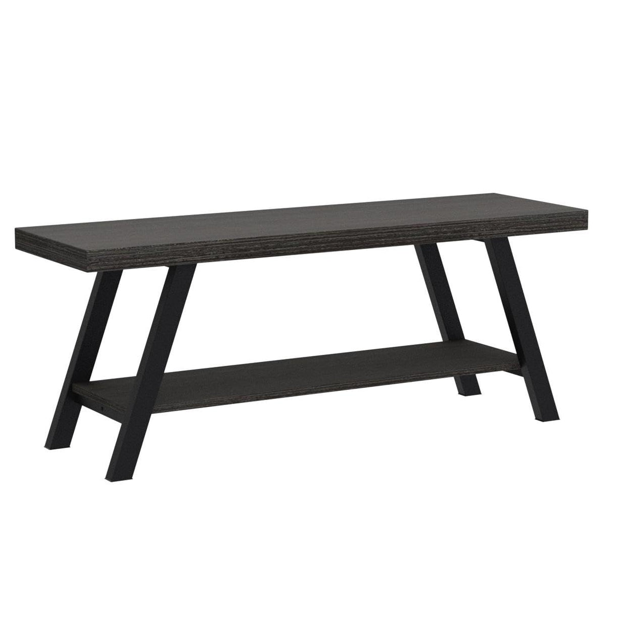 Storage Bench, Industrial Indoor Entryway Bench, Wood Metal Hallway Accent Bench