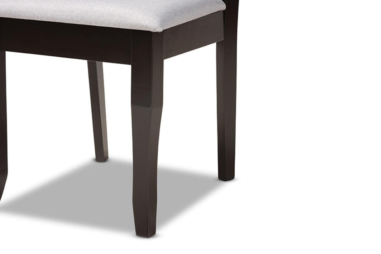 Modern and Contemporary Grey Fabric Upholstered and Dark Brown Finished Wood 7-Piece