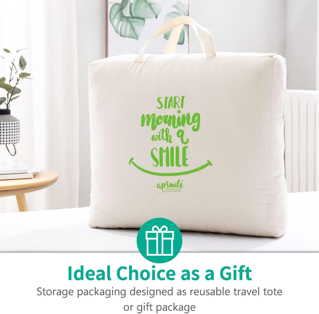 APSMILE Luxury Feathers Down Comforter Oversized Queen Size, Ultra-Soft 750 Fill-Power Duvet Insert for Winter, Heavy Weight Comforter, Fluffy Down Comforter for Bed (98x98, White)