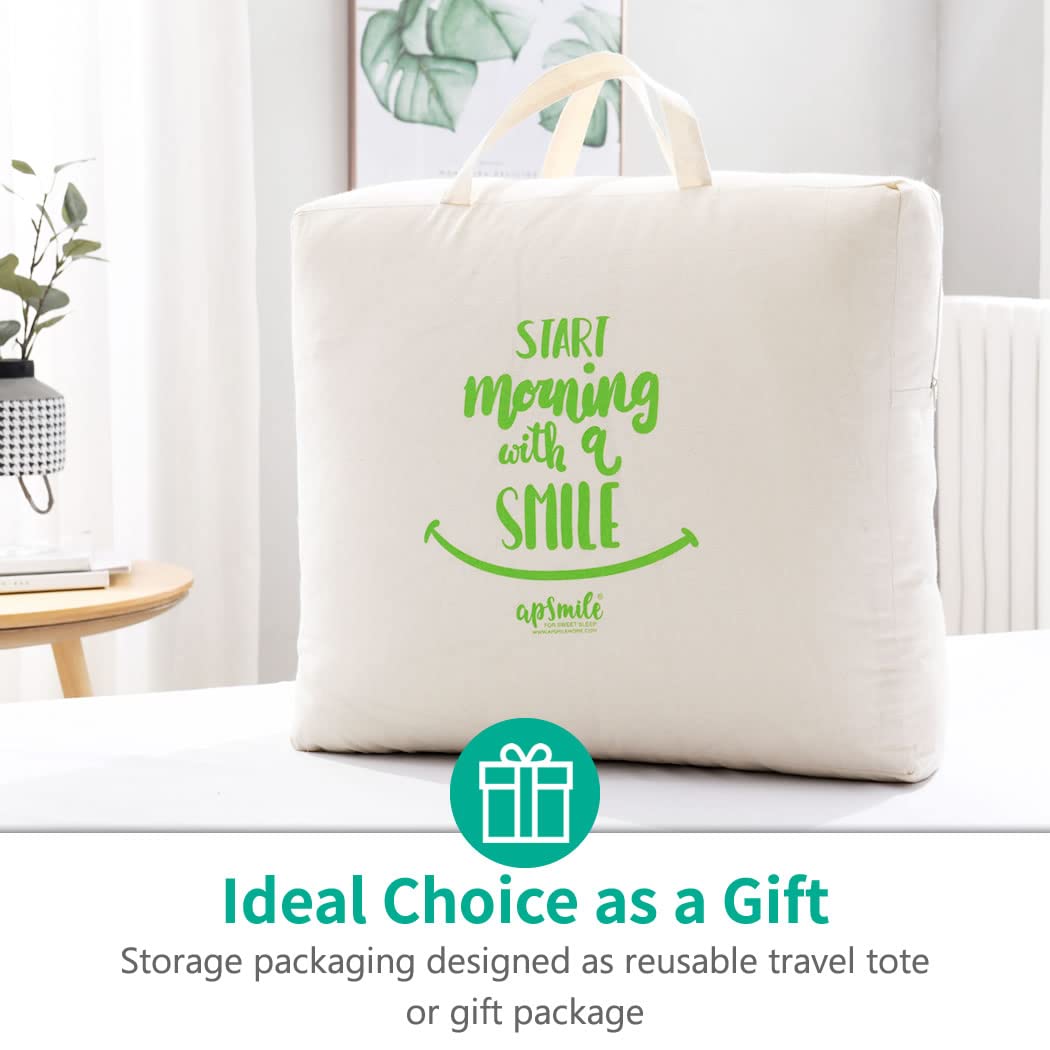 APSMILE Luxury Feathers Down Comforter Oversized Queen Size, Ultra-Soft 750 Fill-Power Duvet Insert for Winter, Heavy Weight Comforter, Fluffy Down Comforter for Bed (98x98, White)