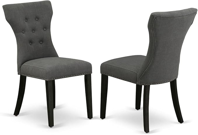 Gallatin Button Tufted Parson Dining Chairs Set of 2 - Nailhead Trim Linen Fabric