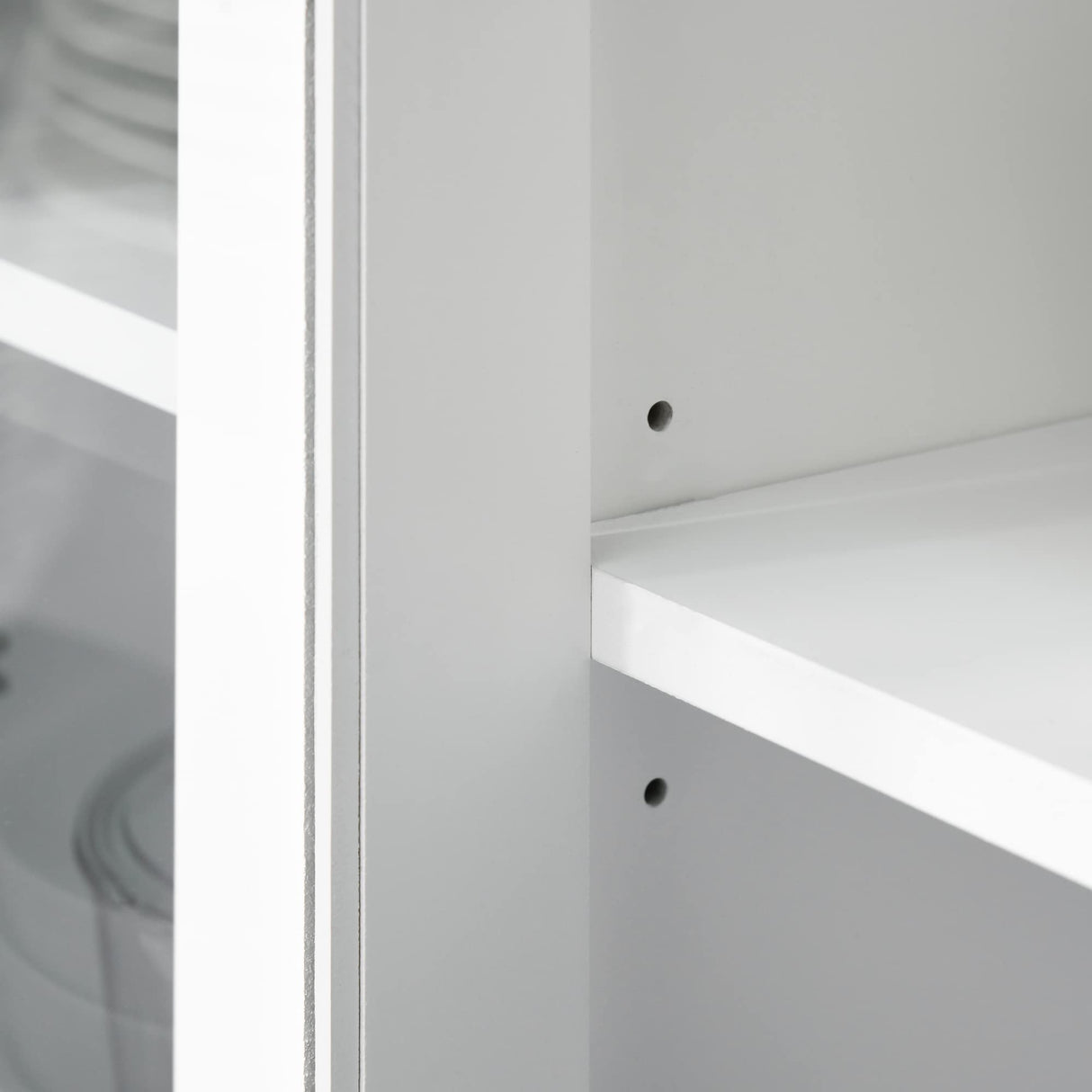 Sideboard Buffet Cabinet with Storage, Kitchen Cabinet Coffee Bar Cabinet with Glass Doors for Living Room, Kitchen, White