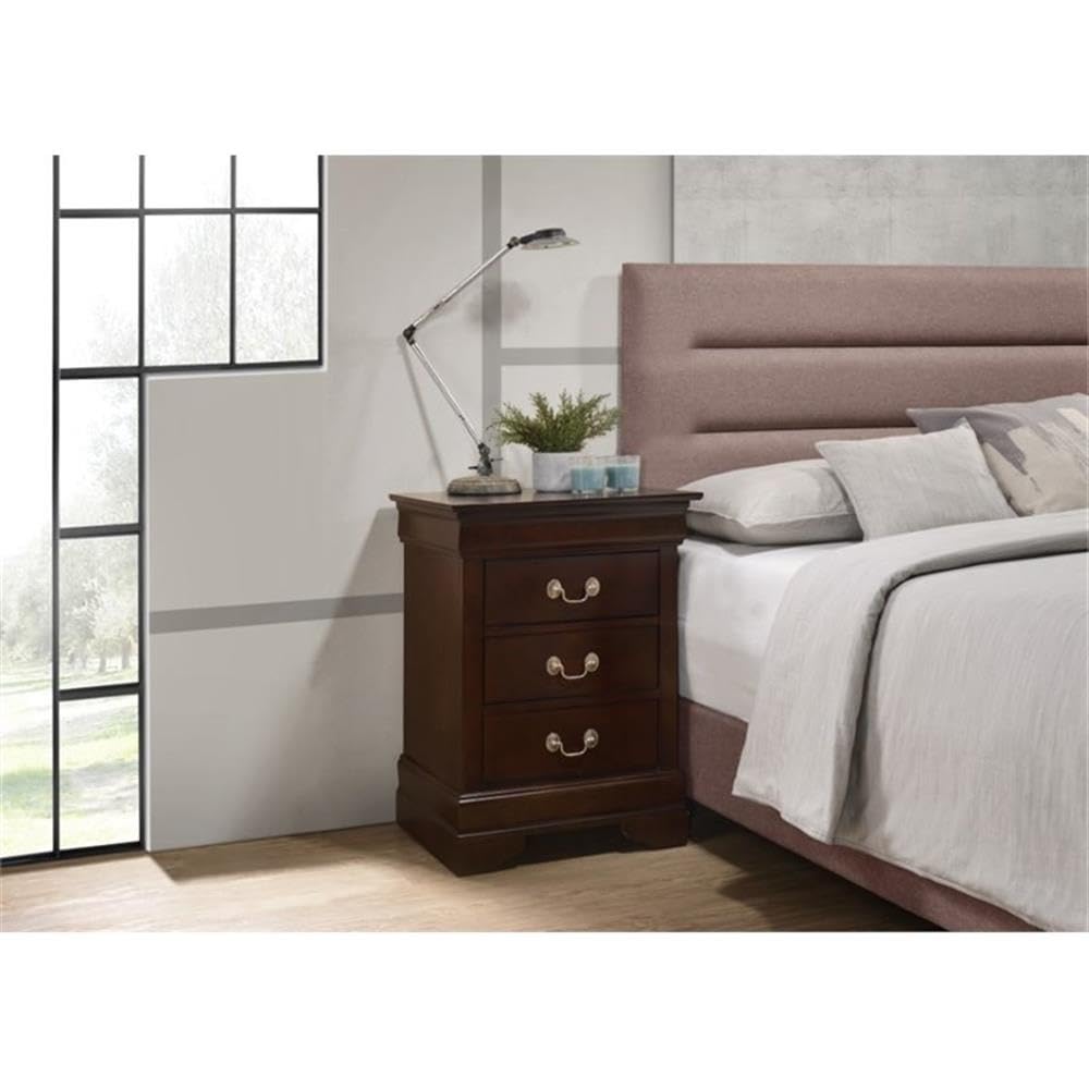 Louis Phillipe 3 Drawer Nightstand in Cappuccino
