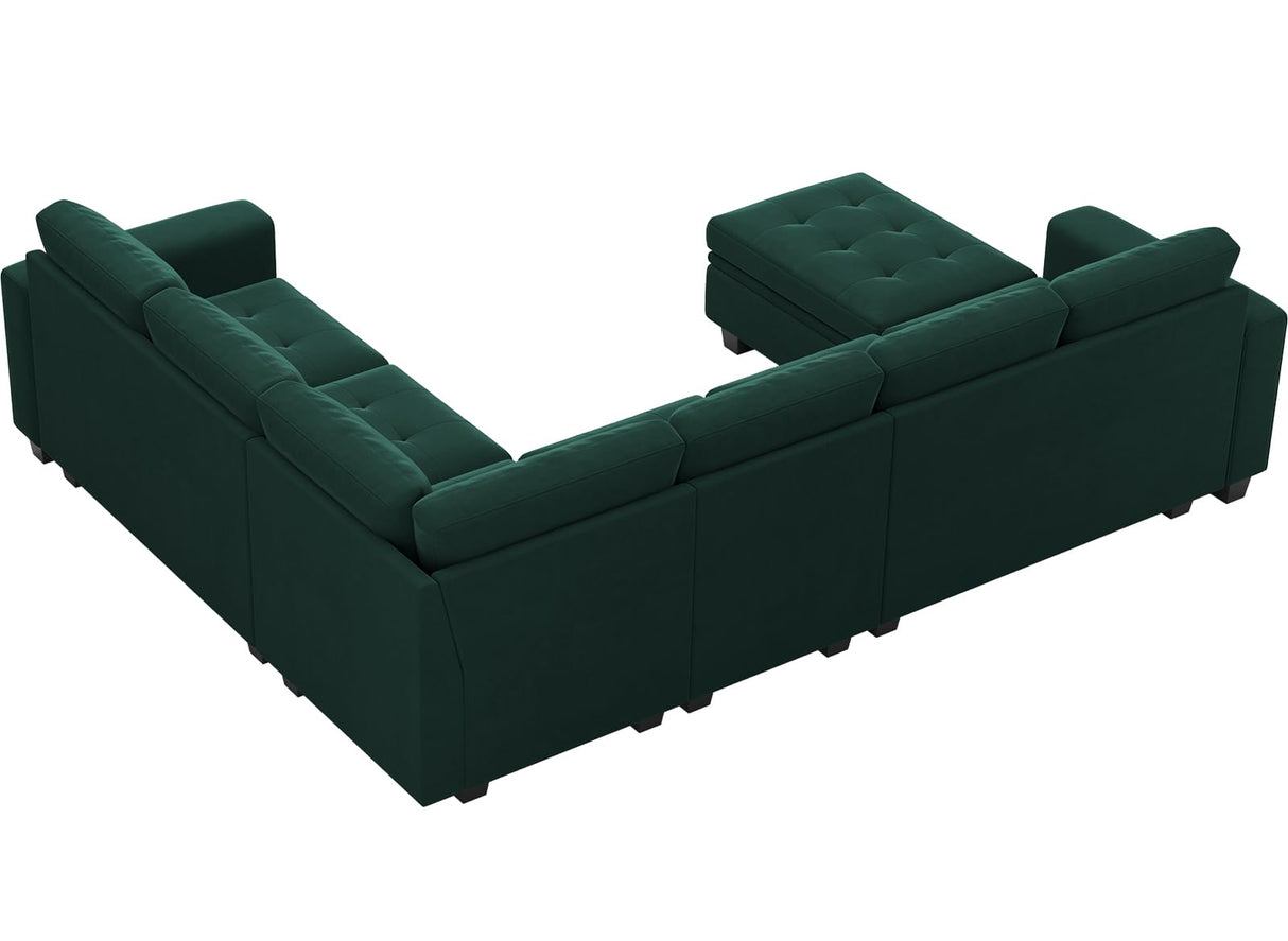Sectional Sofa Couch 7-Seater Convertible Sectional Sofa Velvet Modular Sectional