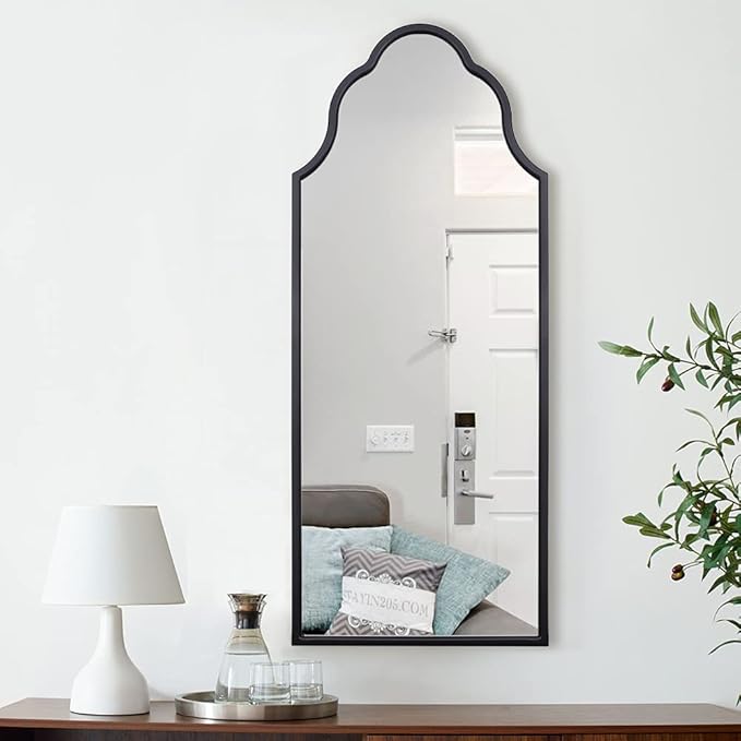 Arched Mirror for Wall, Bathroom Mirror with Wood Frame