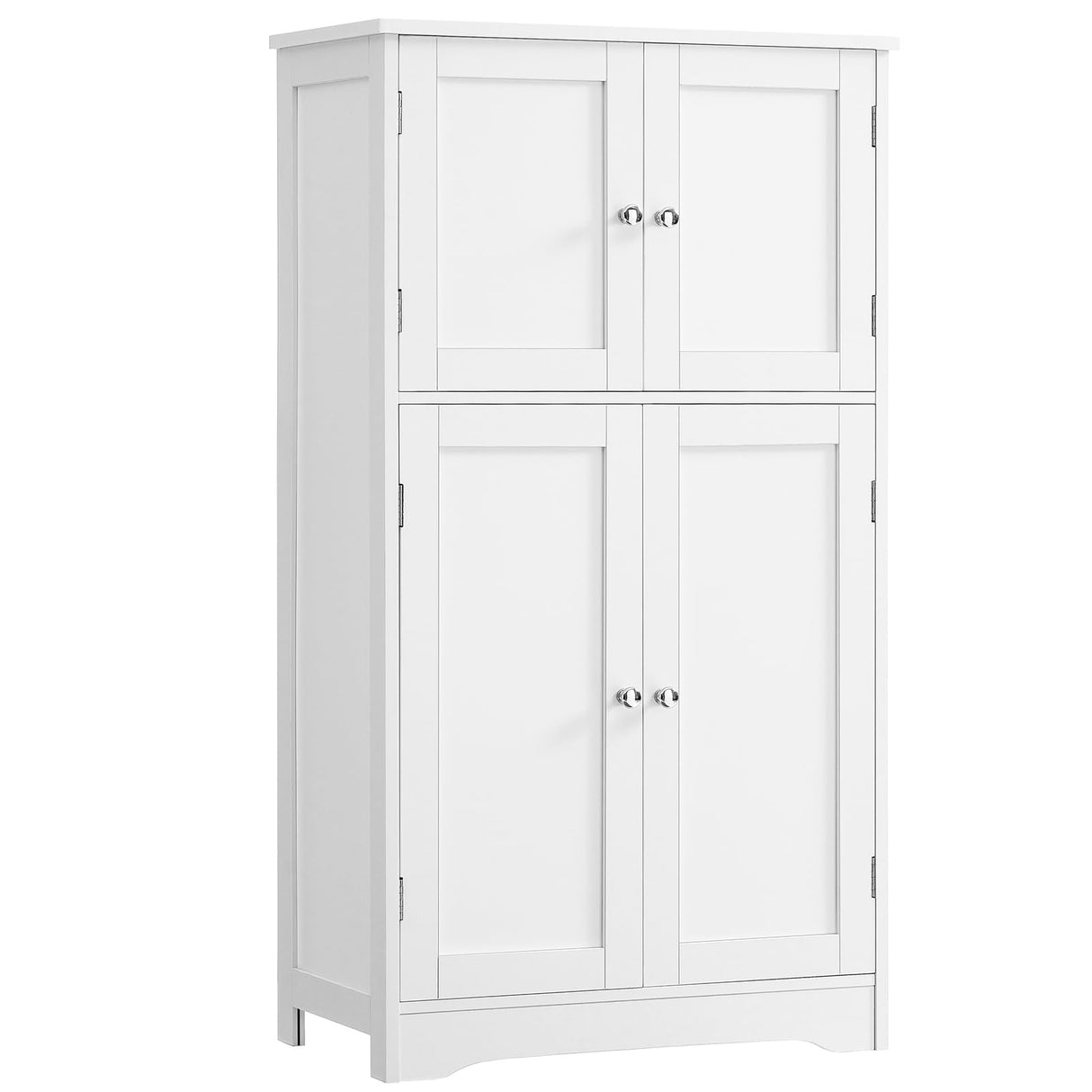 Cabinet, Storage Cabinet with 2 Adjustable Shelves, Bathroom Floor Cabinet with 4 Doors,