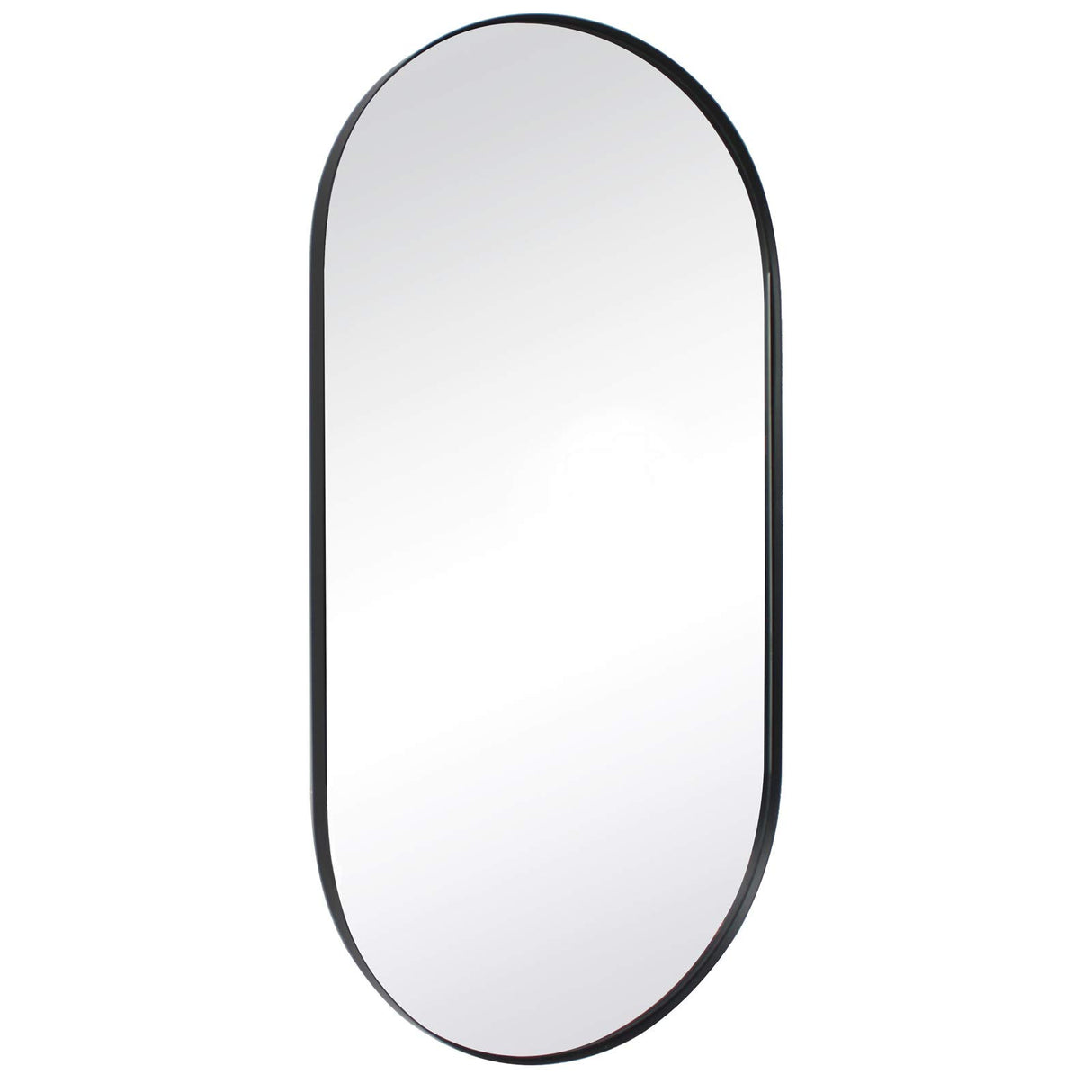 Black Oval Bathroom Mirror Pill Shaped Oblong Vanity Mirror Metal Framed