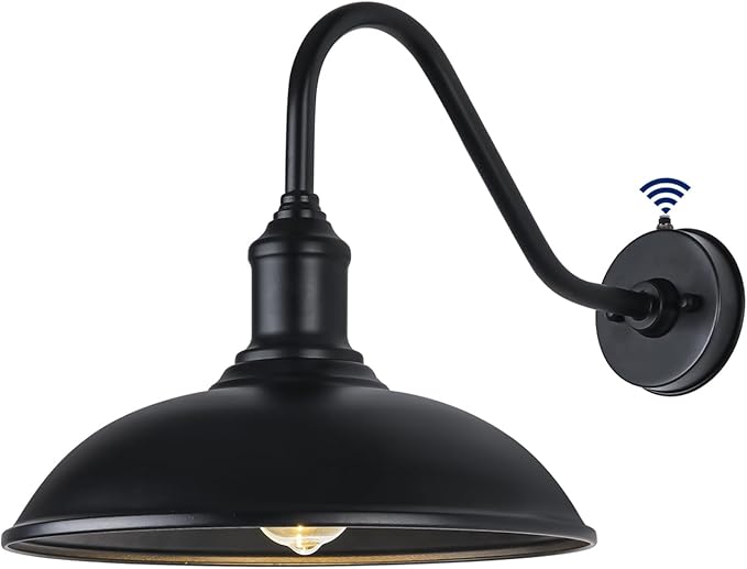 Large 18in Dusk to Dawn Outdoor Barn Lights, Classic Gooseneck Light Up The Night