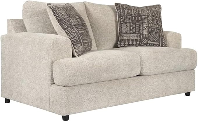 Soletren Contemporary Chenille Loveseat with 2 Accent Pillows, Gray