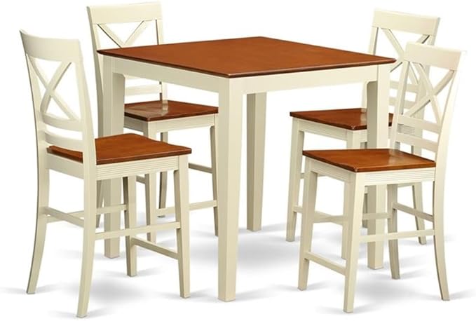 VNQU5-MAH-W 5 Piece Counter Height Pub Set Includes a Square Dining Room Table and 4