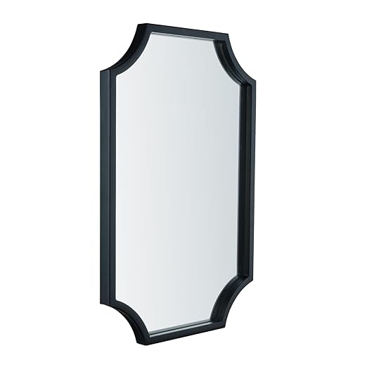 Brass Framed Vanity Mirror - Elegant Scalloped Mirror Design