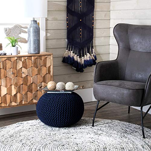 Ling Round Knit Ottoman Pouf 14" x 20" x 20"