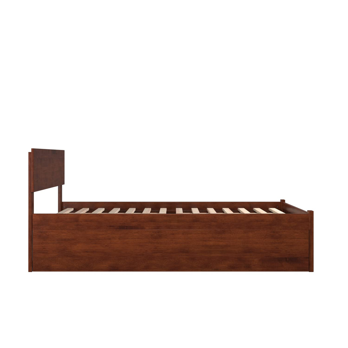 Platform Bed with Flat Panel Footboard and Turbo Charger with Urban Trundle Walnut