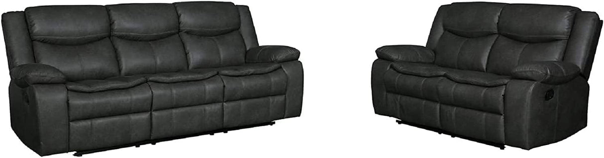 Marsden Modern Leather Air Reclining Living Room, 2 Piece Loveseat, Sofa Set, Gray