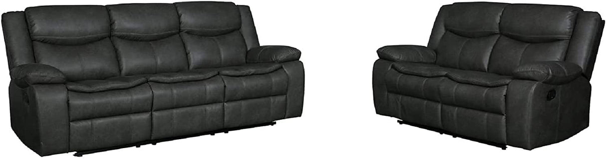 Marsden Modern Leather Air Reclining Living Room, 2 Piece Loveseat, Sofa Set, Gray