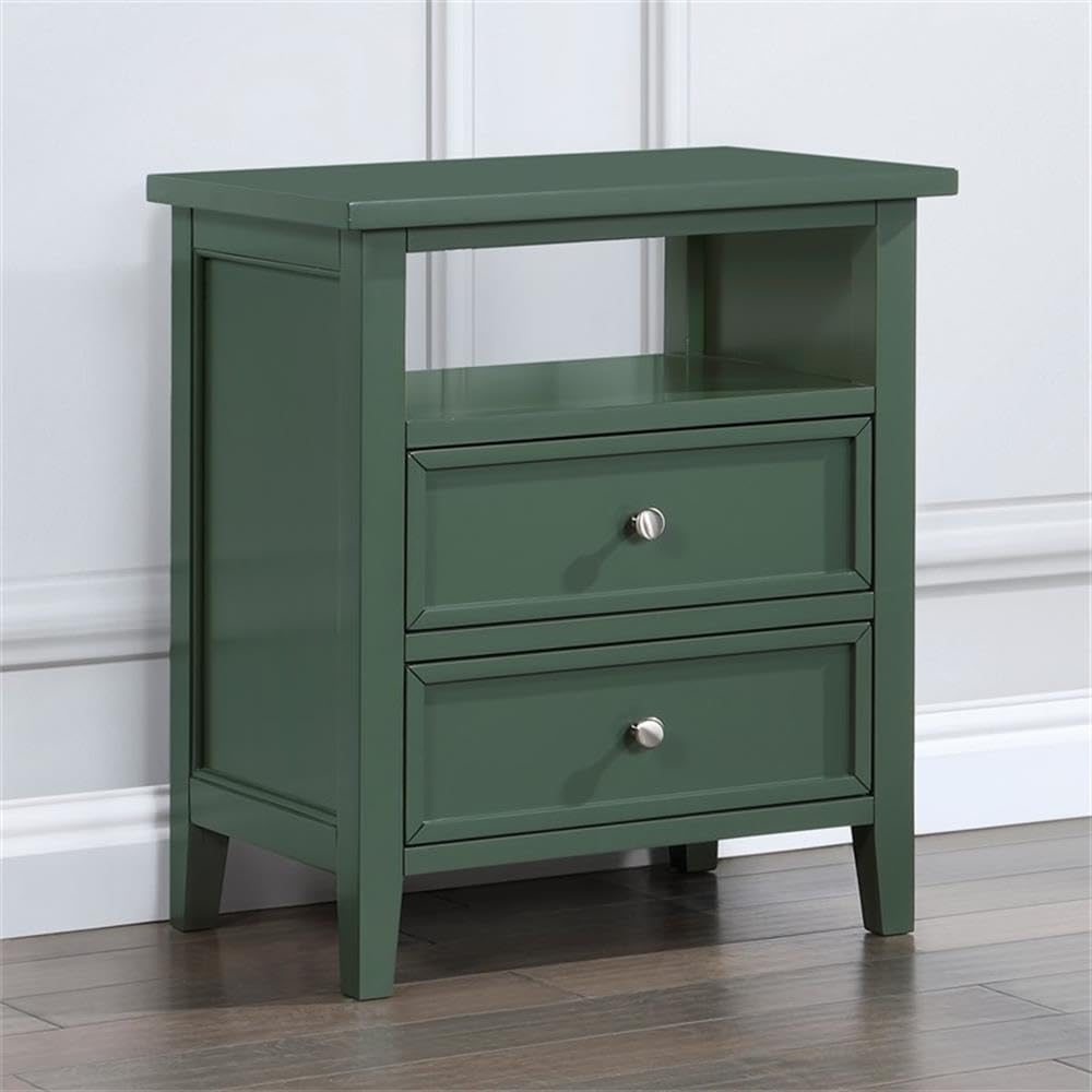 Walker Vintage Green Wood 2-Drawer Nightstand