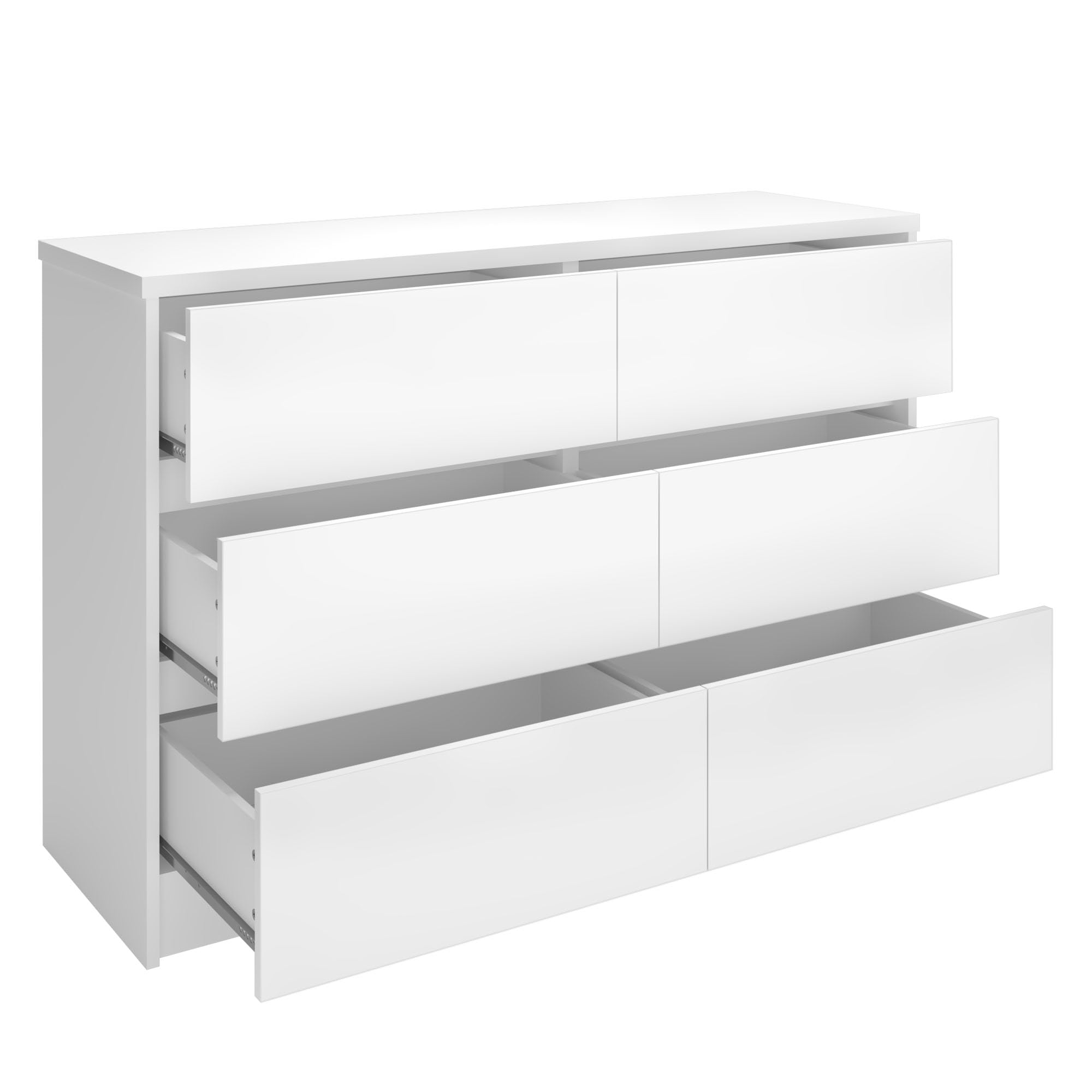 Modern White 6 Drawer Dresser for Bedroom, Living Room Chest of Drawers