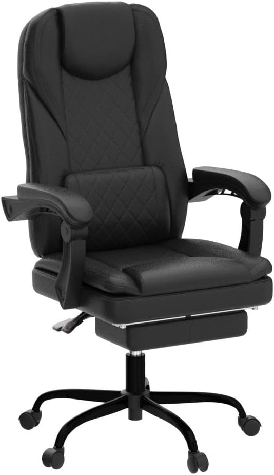 Guessky Executive Office Chair, Big and Tall Office Chair with Foot Rest Reclining Leather