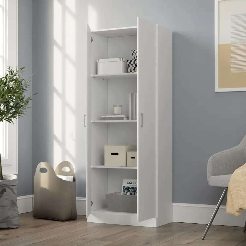 White 60" Height Simplistic Modern Double Door Storage Cabinet